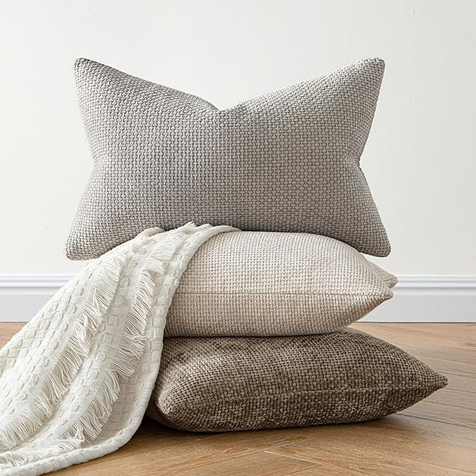 MIULEE Pack of 2 Couch Throw Pillow Covers 22x22 Inch Neutral Khaki Modern Boho - Image 5