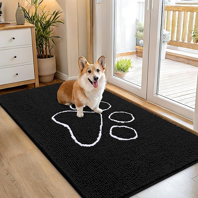 OLANLY Dog Door Mat for Muddy Paws 54x32, Paw Print Design, Absorbs Moisture by OLANLY
