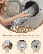 Madane Hallway Runner Rug 2x8 Washable Kitchen Rugs Non-Slip, Blue/Gold