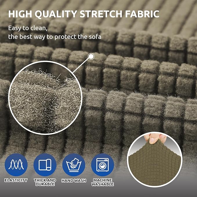 KEKUOU Stretch Loveseat Sofa Cover Slipcover, Couch Covers - Image 3