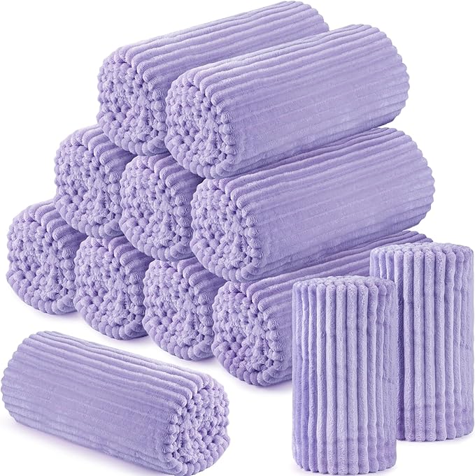 Buryeah 12 Pcs Flannel Throw Blanket Bulk 50 x 60 in Sleepover Blanket Outdoor by Buryeah