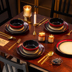 vancasso 12-Piece Red Ceramic Dinnerware Sets Plates and Bowls Sets for 4