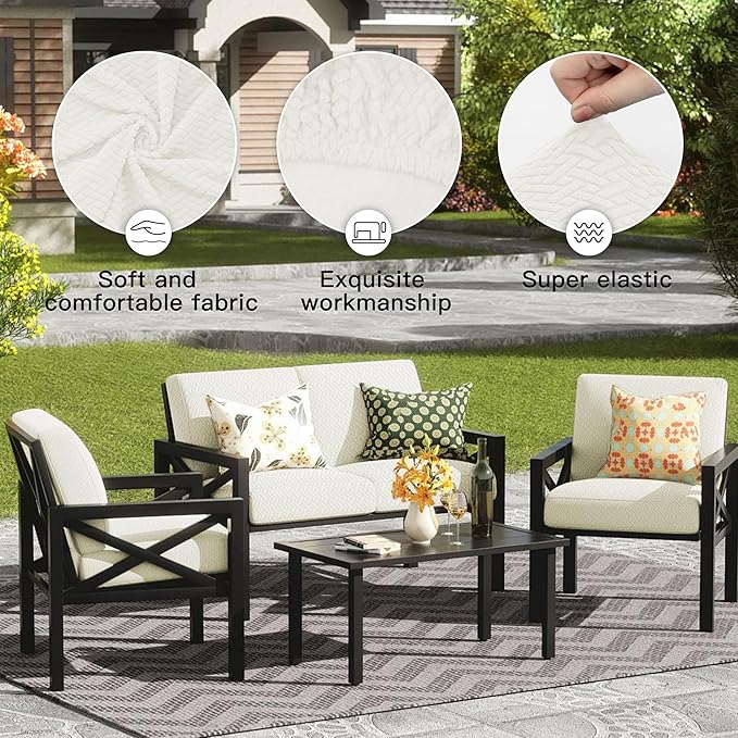 8Pcs Outdoor Cushion Covers, Patio Cushion Covers, Stretch Elastic Slipcovers - Image 4