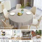 Rakila Linen Textured Round Tablecloth Solid Color Cotton Linen Heavy Duty Fabric Water Resistant Table Cover for Dining, Farmhouse, Kitchen, Tabletop Decoration (48inch, Light Gray)