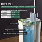JOYMOOP Flat Mop System, Microfiber Mop and Bucket Set, White, Commercial & Household Use, Hardwood Floor & Wall Cleaning Mop with Long Handle, 4 Microfiber Pads