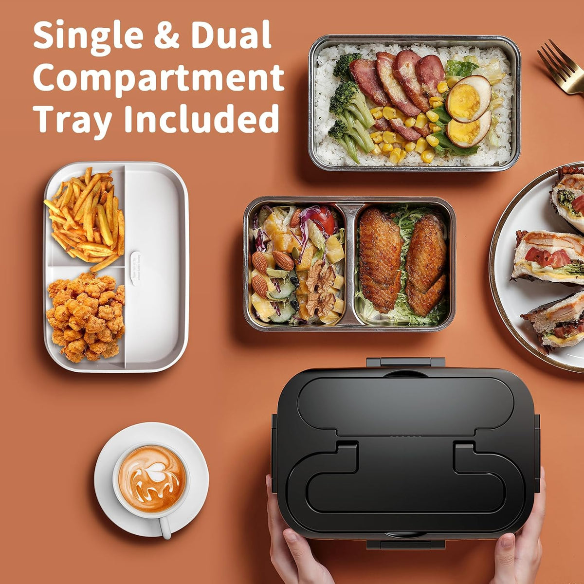 IFENROL Electric Lunch Box for Adults, 100W Heated Lunch Box 1.8L Black