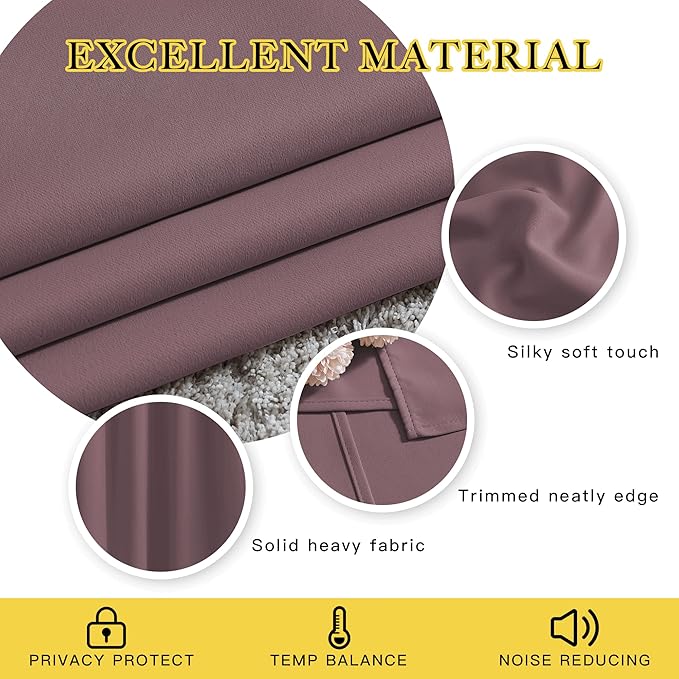 NICETOWN Blackout Dry Rose Curtains - Image 4