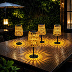 2pcs Outdoor Table Lamp: Rechargeable LED Solar Lantern for Garden Yard, Waterproof Solar Lights Outdoor Cordless Table Rattan Lamp, Small Deck Lamp for Balcony Patio,Gift for Women Mother Days