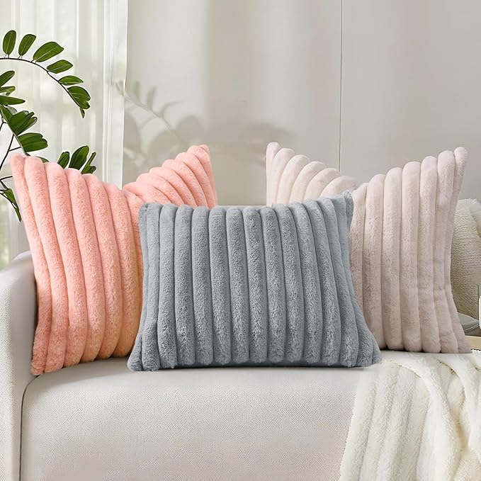 decorUhome Cozy Faux Fur Throw Pillow Covers 22x22 Set of 2 Decorative Soft - Image 9