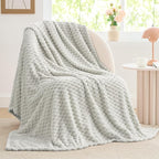 BEDELITE Fleece Blanket Twin for Bed Couch, 3D Jacquard Decorative Light Grey by BEDELITE