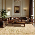 Fluffy Beige Area Rug 5x7 - Soft Shag Aesthetic Bedroom Decor