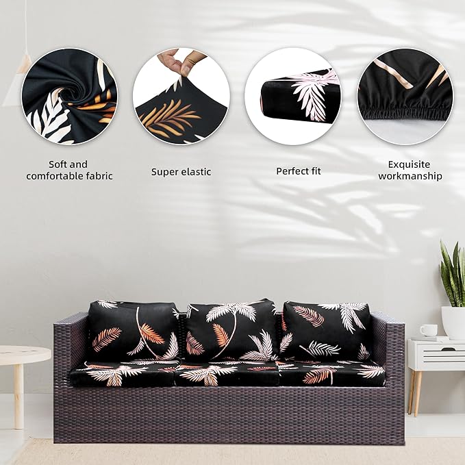 8Pcs Stretch Patio Cushion Covers, Outdoor Couch Covers Replacement, Outdoor - Image 3