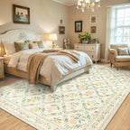 8x10 Area Rugs for Living Room: Floral Washable Rug Vintage Large Soft Boho - Image 3