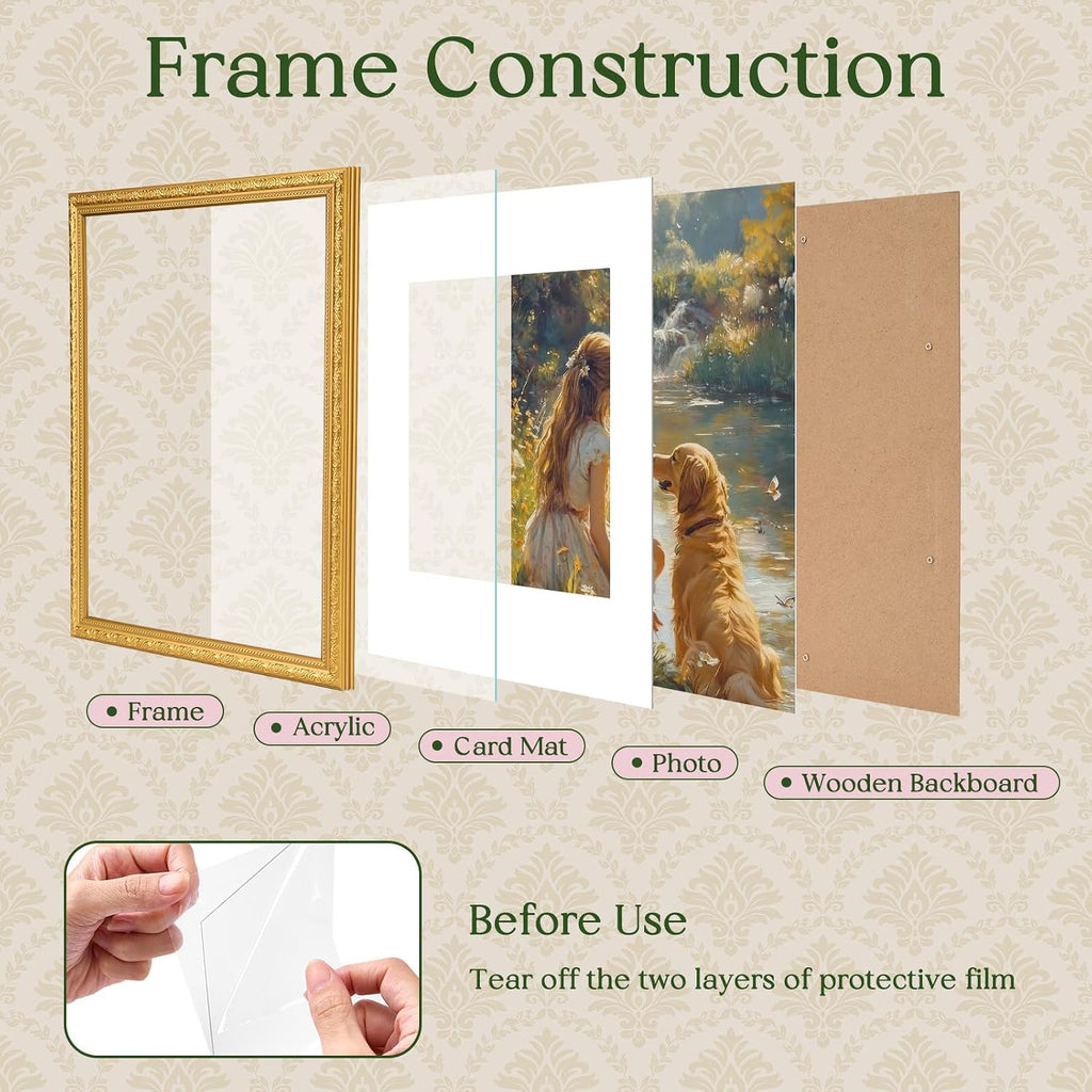 TWING 11x14 Picture Frame,Ornate Vintage 11x14 Photo Frame,Gold,1 Pack