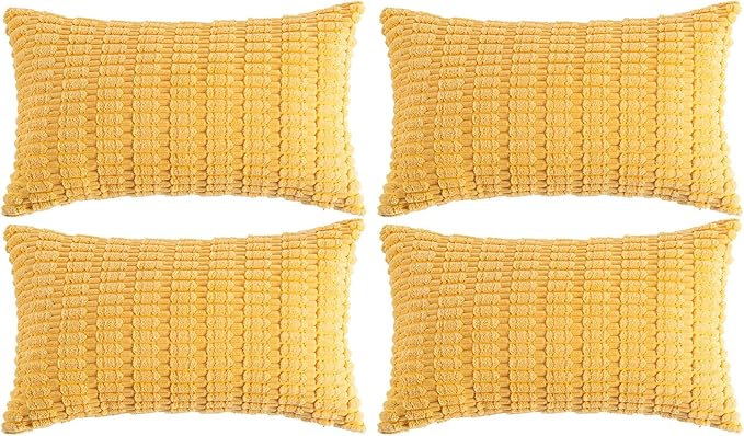 Fancy Homi 4 Packs Yellow Lumbar Decorative Throw Pillow Covers 12x20 Inch by Fancy+Homi