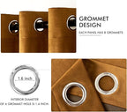 MIULEE Velvet Curtains Golden Brown Elegant Grommet Curtains Thermal Insulated - Image 2