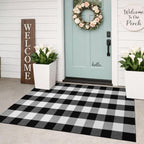 KILOCOCO Buffalo Plaid Checkered Rug 3x5 ft Black White Front Door Rug