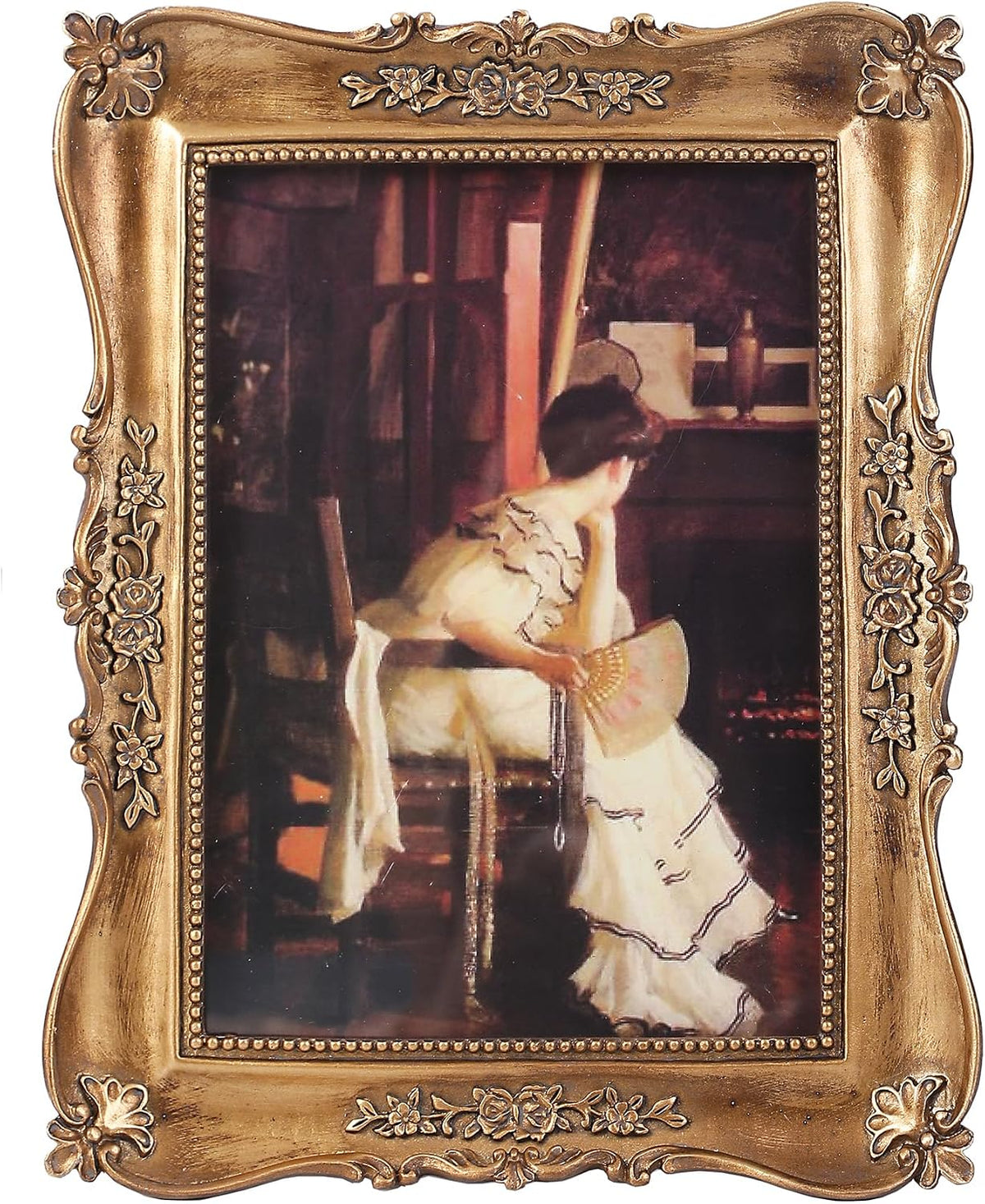 Antique Picture Frames 5x7 Vintage Ornate Gothic Picture Frames Victorian Home Decor Retro Gallery Wall Decor with Front Glass for Wall Mount and Tabletop, Black