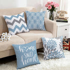 Hexagram Geometric Aqua Blue Pillow Covers 16x16 Set of 4, Decorative Outdoor - Image 5