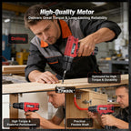 12V Cordless Drill Set with Battery & Charger, Electric Power Drill with Pure Copper Motor, 180 In-lbs Torque, 18+1 Clutch, 3/8" Keyless Chuck, LED Light, Drill Kit for Home Repair, DIY(RED)
