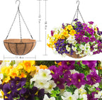 Daynight 2 Set Artificial Outdoor Hanging Baskets with 24 Pcs Petunias