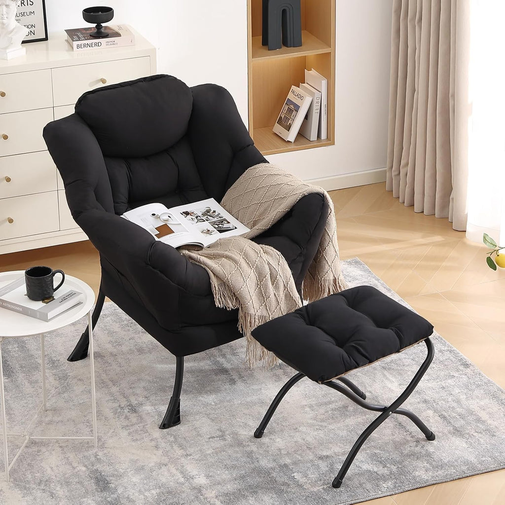 LITA Lazy Chair with Ottoman, Comfy Accent Reading Chair