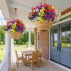 24 Bundles Artificial Fake Flowers Plants for Outdoor Decoration(6 Color)