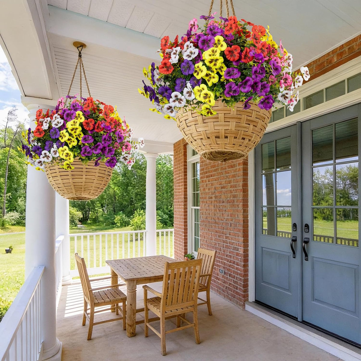 24 Bundles Artificial Fake Flowers Plants for Outdoor Decoration(6 Color)