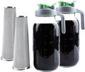 Cold Brew Coffee Maker 64 Oz Mason Jar Iced Tea Pitcher With Strainer 2 Set Half Gallon Glass Pitcher With Spout Lid 2 Quar Water Jug For Fridge Beverage, Sun Tea, Hot Cold Brew, Lemonade, Juice