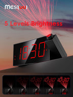 Mesqool Digital Projection Alarm Clock with Dual Alarms, 5 Levels Dimmer