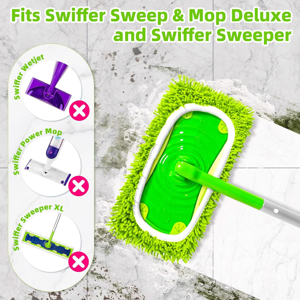Reusable Microfiber Chenille Mop Pads Compatible with Swiffer Sweeper Mop