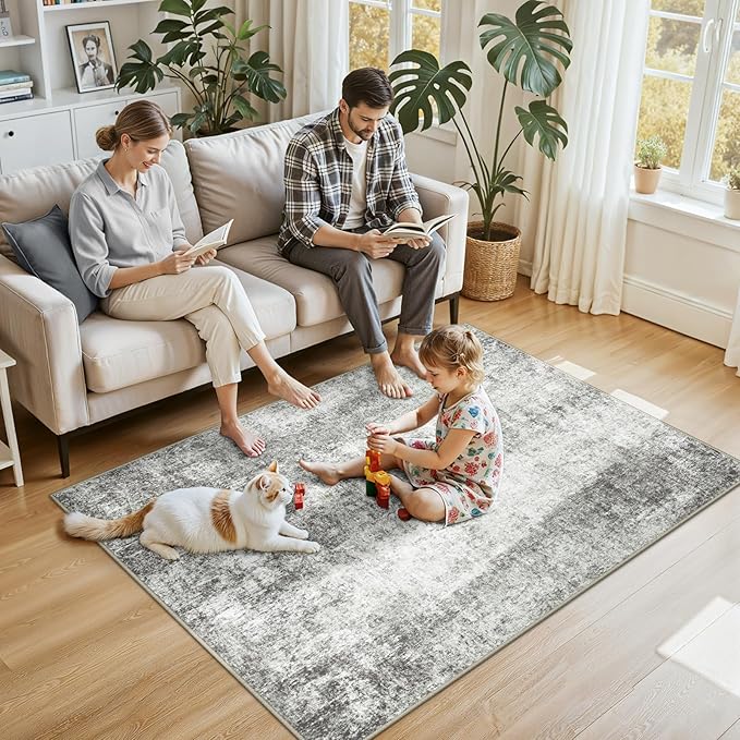 Washable Area Rugs 4'x6' Non-Slip Modern Abstract Soft - Image 2