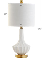JONATHAN Y Parker Ribbed Ceramic Gourd Nightstand Table Lamp 21.5", White