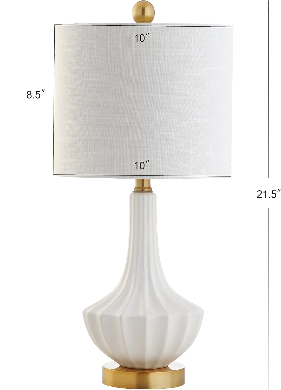 JONATHAN Y Parker Ribbed Ceramic Gourd Nightstand Table Lamp 21.5", White