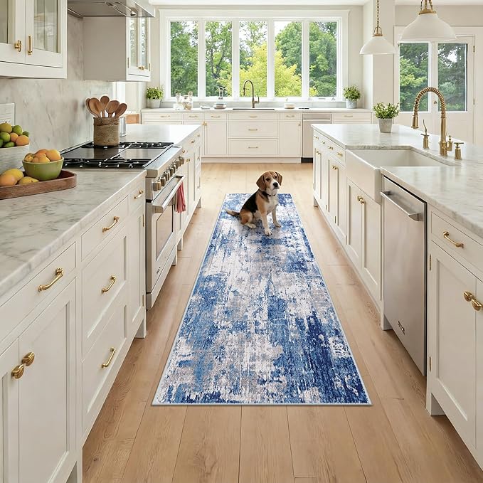 Washable Area Rugs 2x7 Non-Slip Modern Abstract Soft by RELEANY