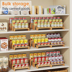 2 Sets DIY Bamboo Can Organizer for Pantry, 3-Tier 6-Piece Can Display Rack