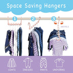 Max Space Saving Hangers, 10-Pack, 360° Hooks, Pastel Pink