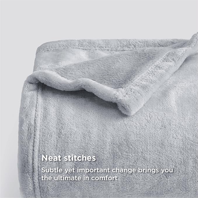 Bedsure GentleSoft Fleece Bed Blankets Full Size Light Grey - Image 4
