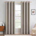 MIULEE Linen Curtains for Bedroom Solid 100% Blackout Thermal Insulated Greige by MIULEE