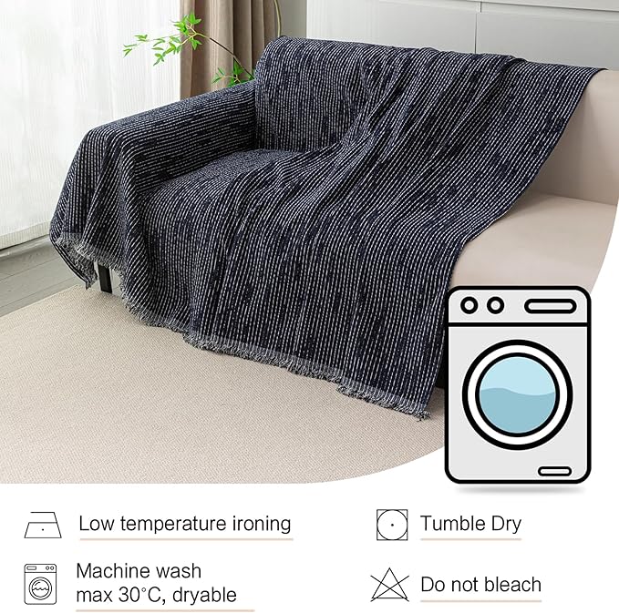 MYSKY HOME Boho Couch Cover Navy Sofa Covers - Image 6