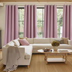 NICETOWN Short Faux Linen Pink Blackout Curtains 63 inches Long - Image 4