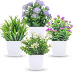 Der Rose 4 Pack Fall Fake Flowers Mums Artificial Plants in Pots Home Decor
