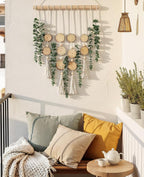 Fake Hanging Eucalyptus Wall Decor with Fake Greenery Leaves, Stems, and Wicker Ball, Artificial Eucalyptus Wall Hanging for Bathroom, Living Room, Bedroom Decor (24" L x 16" W)