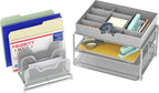 Simple Houseware Mesh Desk Organizer with Sliding Drawer, Silver