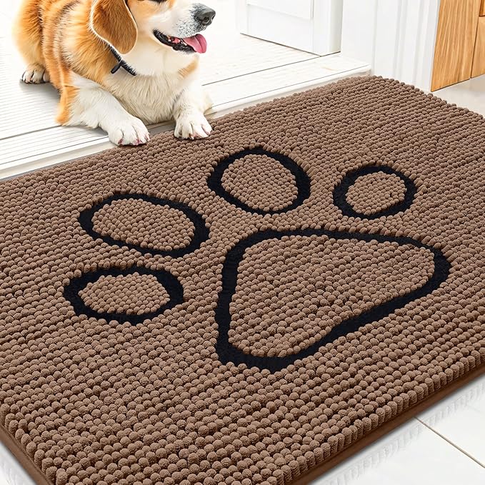 Smiry Dog Door Mat for Muddy Paws, Absorbent Dirt Trapper Non Slip Quick Dry by Smiry
