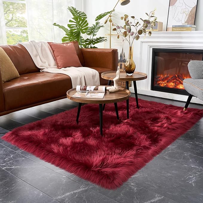 EasyJoy Ultra Soft Fluffy Shaggy Area Rug Faux Fur Rug Chair Cover Seat Pad - Image 5