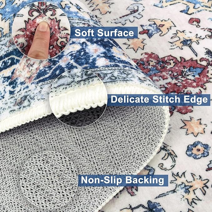 Yamaziot Washable Runner Rug, 2x8 Non-Slip Boho Vintage Hallway Rug - Image 3