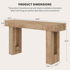 63" Farmhouse Console Table - Long Sofa Table Behind Couch, Wooden Entryway Table for Living Room, Hallway, Entrance, Rustic Rectangular Design, Natural Color