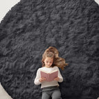 OLANLY Black Round Rugs for Bedroom by OLANLY