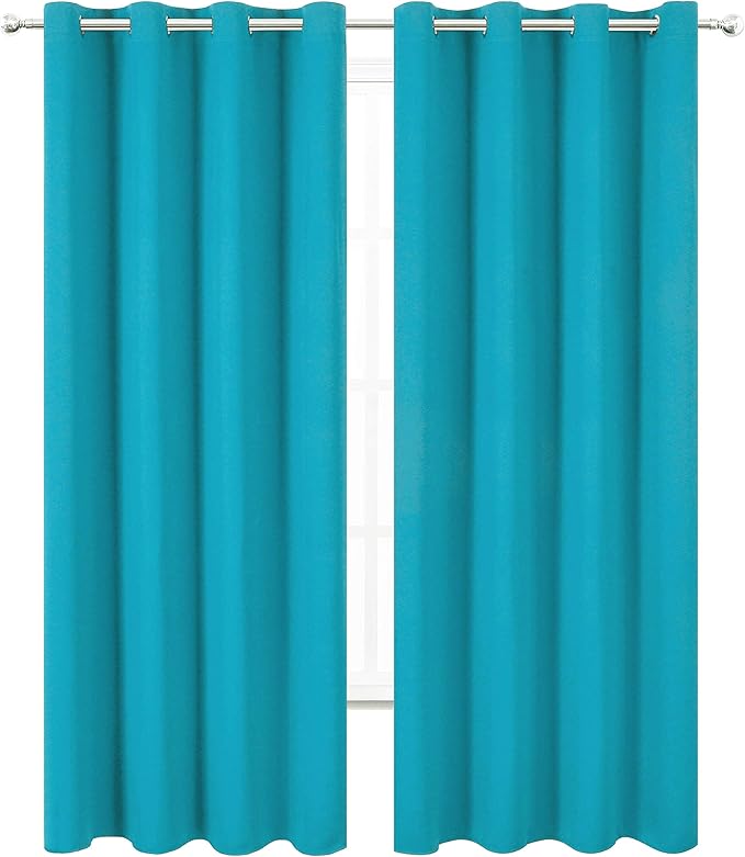 LEMOMO Teal Thermal Blackout Curtains/52 x 95 Inch/Set of 2 Panels Room - Image 2